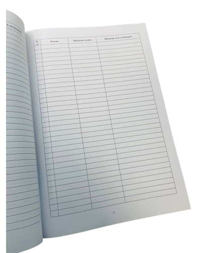 Журнал обліку індивідуальної підготовки, Наказ 440, прошнурована, пронумерована