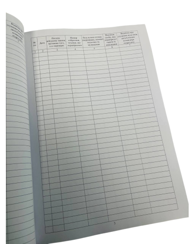 Книга огляду (перевірки) озброєння техніки та боєприпасів, Закон України 548, додаток 11, прошнурована, пронумерована