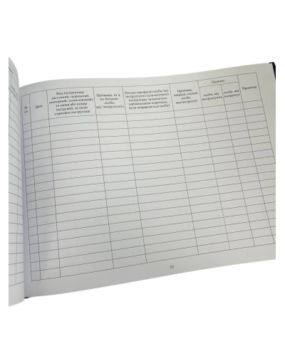 Журнал реєстрації інструктажів з питань пожежної безпеки, Наказ 685, додаток 12 Прошнурована тверда палітурка