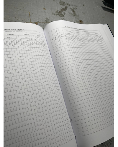 Журнал обліку бойової підготовки роти, Наказ 609 на 10 розділів Прошнурована тверда палітурка