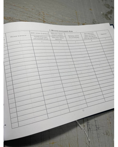 Книга штатно-посадового обліку особового складу, Наказ 280, додаток 61 Прошнурована тверда палітурка