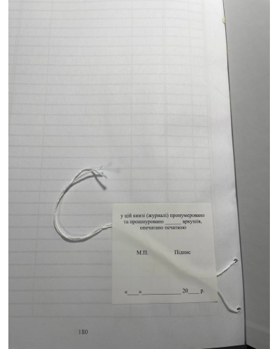 Журнал реєстрації вхідних рапортів, Наказ 184 Прошнурована тверда палітурка