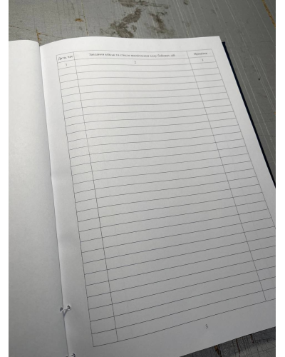 Журнал бойових дій, Наказ 363, додаток 2, Прошнурована м'яка палітурка