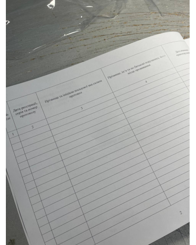 Журнал обліку матеріалів про адміністративні правопорушення, Наказ 515, додаток 19, Прошнурована м'яка палітурка