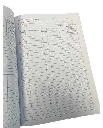 Книга огляду (перевірки) машин підрозділу, додаток 10, прошнурована, пронумерована